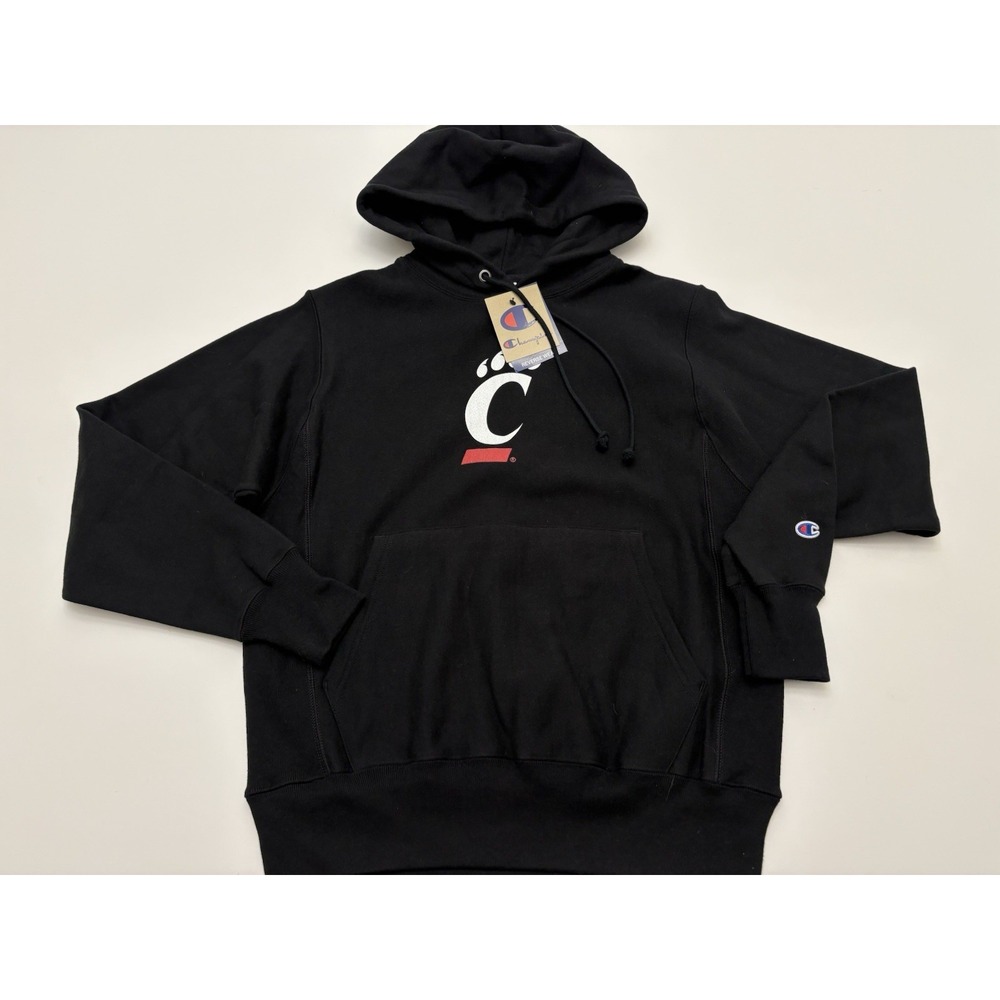 NWT Y2K VTG Cincinatti Bearcats Champion Reverse Weave Hoodie Black SZ Small